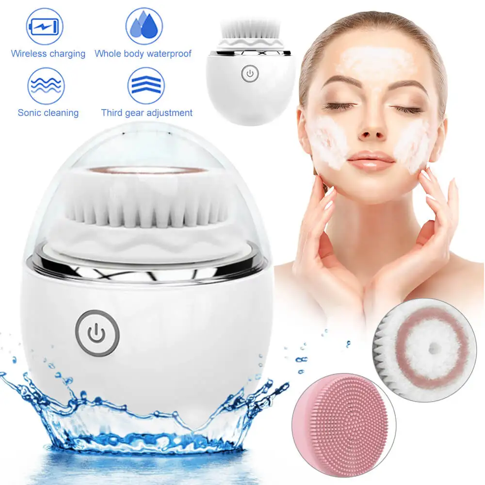 Electric Facial Cleaning Brush Skin Care Pore Cleaner Rotating Oscillation Face Washing Cleanser Sonic Egg Shape Waterproof IPX6