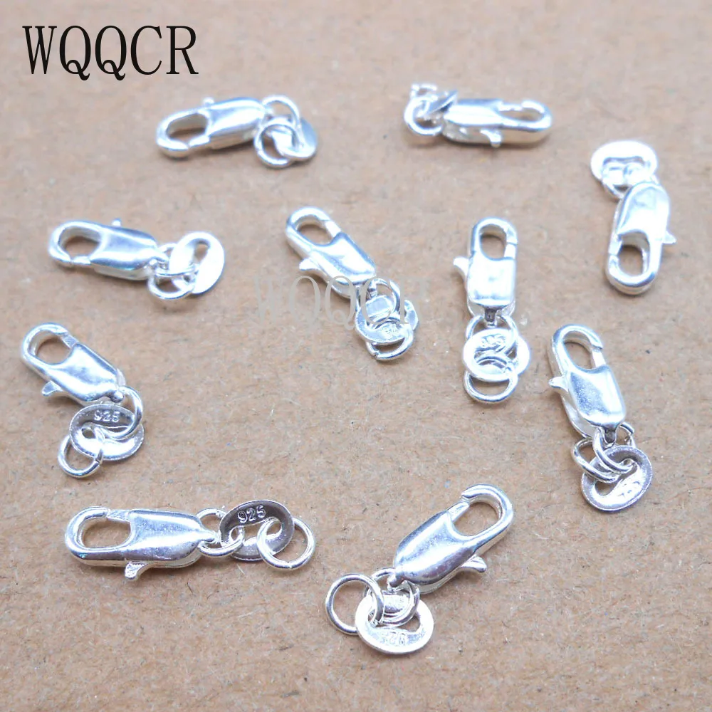 

Wholesale Jewelry Findings 100PCS Real Pure 925 Stamped Silver colorLobster Clasps With 925 Tag For Necklace+Opening Jump Rings