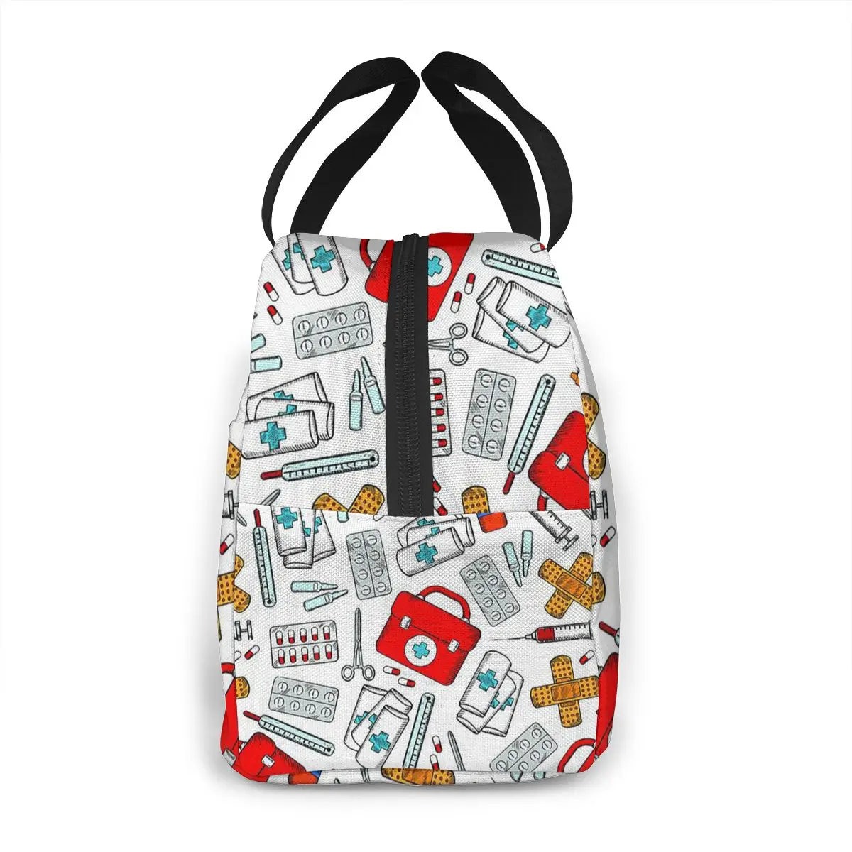 Cartoon Nurse Pattern Lunch Bag Tote Thermal Food Bag Portable Outdoor Women Kids Lunchbox Picnic Supplies Insulated Cooler Bags