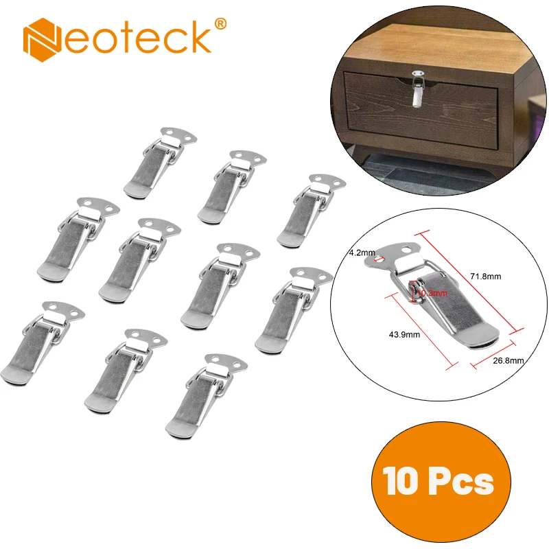 Neoteck 10 Pcs High Quality Tension Lock Lever Clasp Closures Crate Lock Snap Lock 10Pcs Locking Clasp Iron-Nickel Alloy