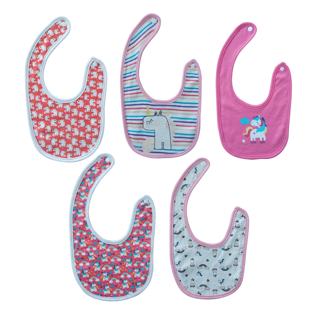 Unisex Cartoon Print Baby Girl Bib Cotton 3/5Pieces Baby Boy Burp Cloths 0-12M Infant Accessories