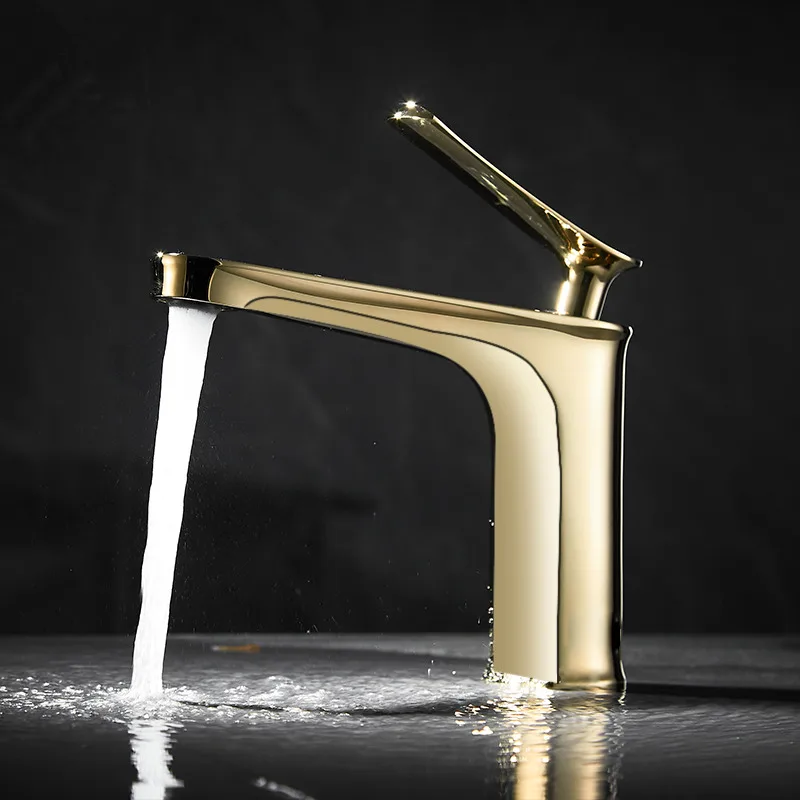 Lottin Gold Basin Faucet Black Bathroom Faucet Mixer Tap Basin Mixer Bathroom Basin Faucet Mixer Tap Hot and Cold Sink faucet