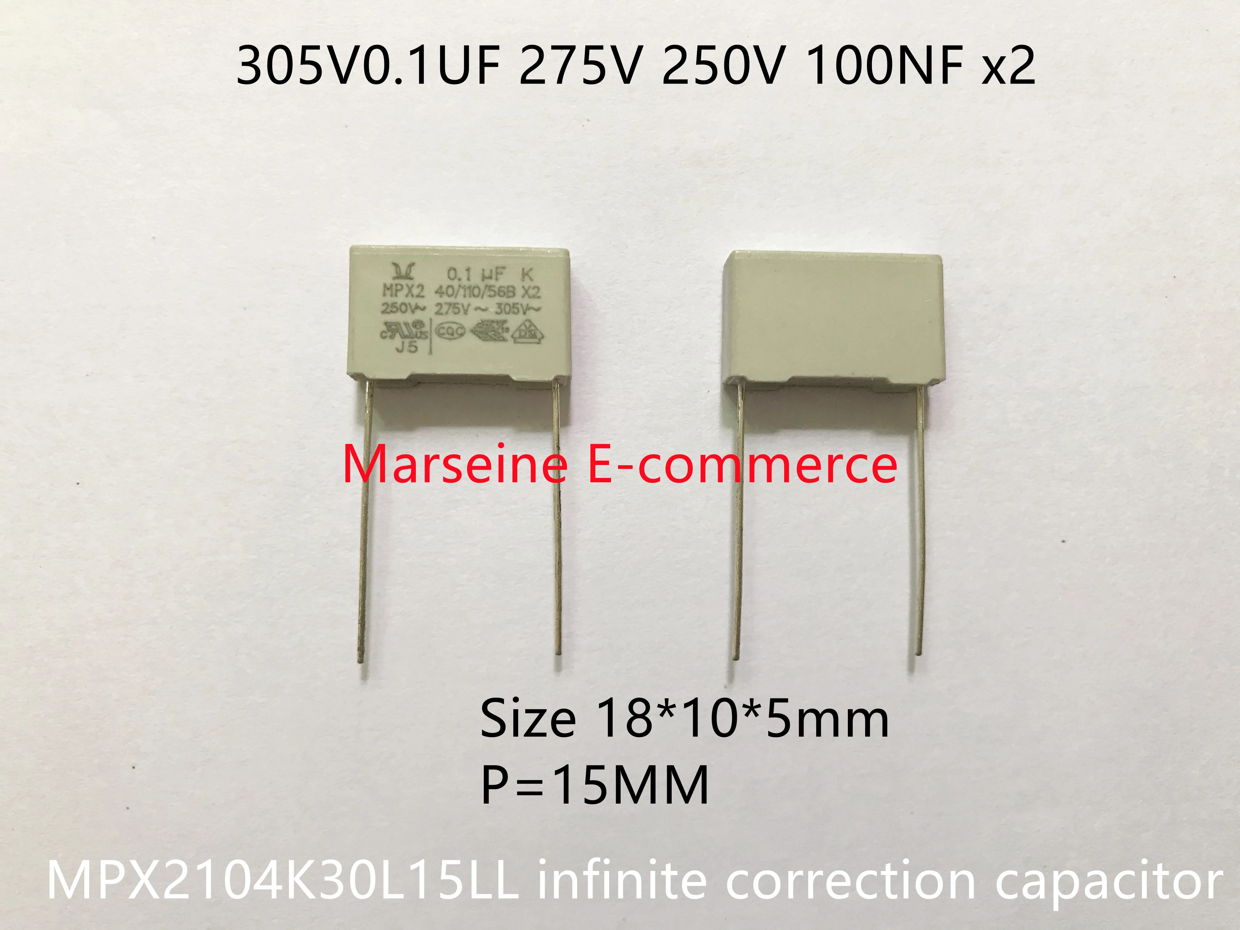 Original New 100% 305V0.1UF 275V 250V 100NF x2 MPX2104K30L15LL infinite correction capacitor 18*10*5mm P=15MM (Inductor)