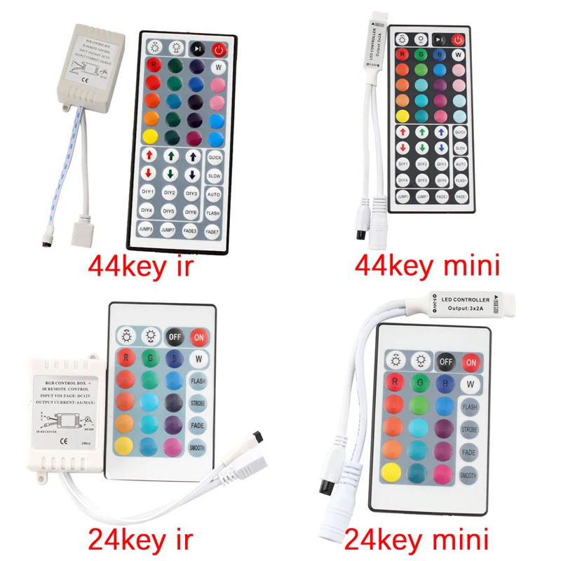 Mini télécommande IR RGB 12/24 V, 24/44 touches, pour bande RGB 3528/5050