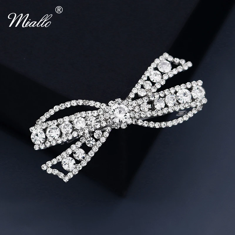 Miallo Fashion Rhinestone Hair Clips for Women Wedding Accessories Silver Color Hair Pins Bride Headpiece Party Jewelry Gifts