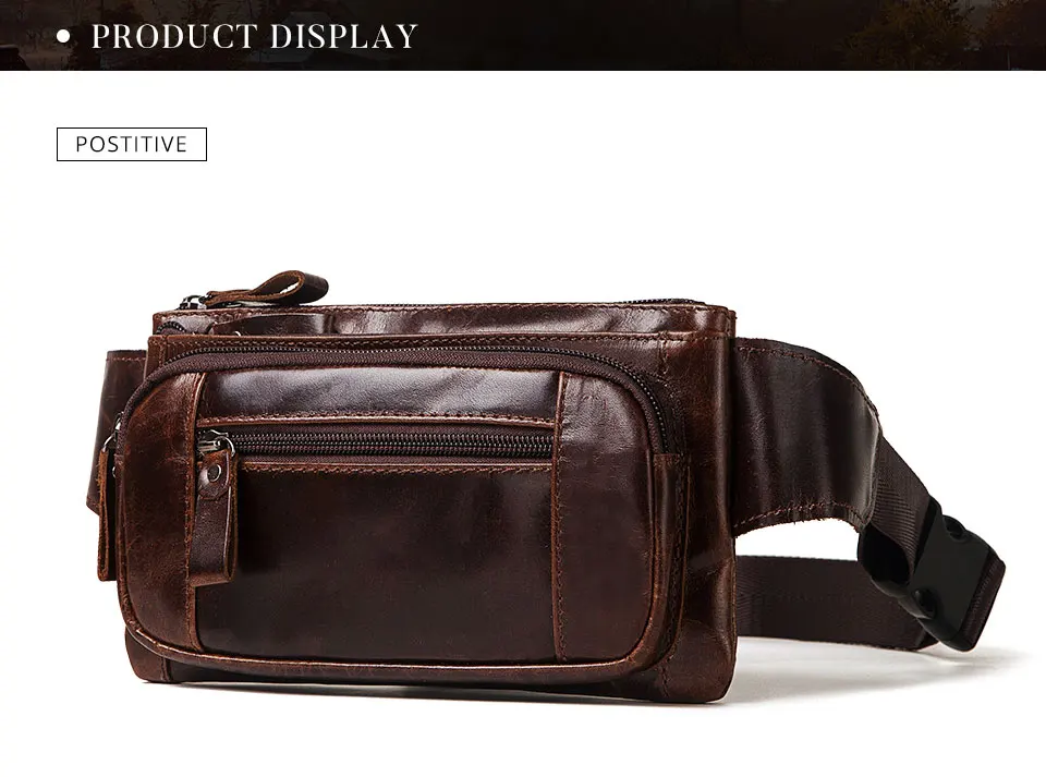 HUMERPAUL Mode Taille Packs Männer Echtes Leder Organizer Reise Brust Tasche Notwendigkeit Taille Gürtel Handy Kleine Bum Tasche – Detail 6