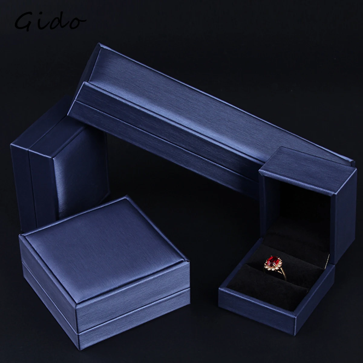 New Satin cloth jewelry box Gold  PU Leather Ring Box  Bracelet Necklace Box Pendant Gift Box For Jewelry Wedding Gift Box