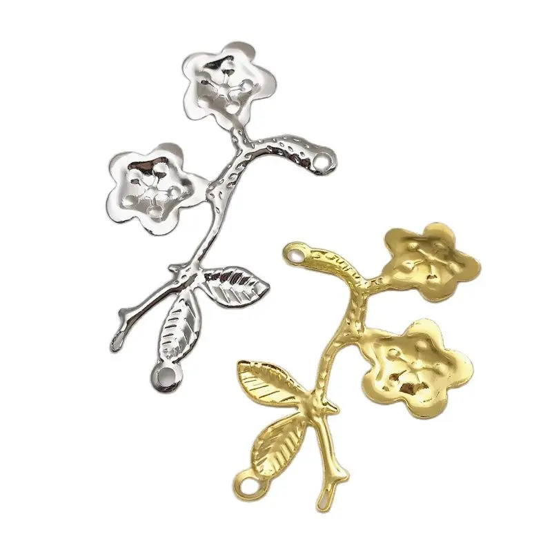10 Pieces Antique bronze/White k/Gold color Metal Filigree Flowers Slice Charms Pendant base Setting Jewelry DIY Components