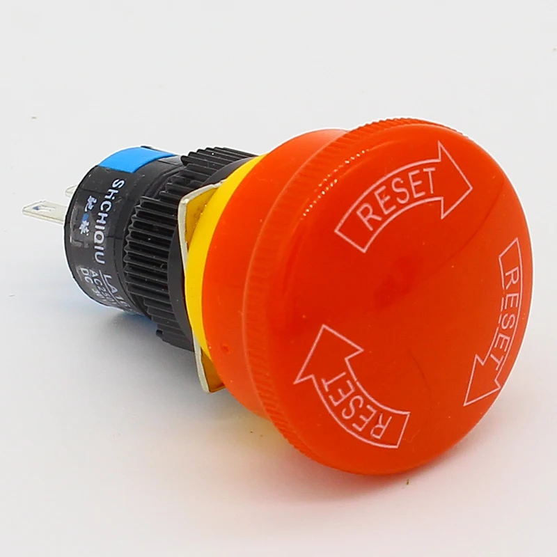 Waterproof 16mm Mushroom emergency stop e-stop switch 3 pins NO+NC Weather Pack push button switch