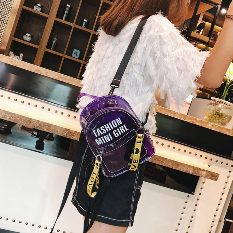 Waterproof transparent pvc backpack female student bag Korean fashion trend mini jelly small backpack female