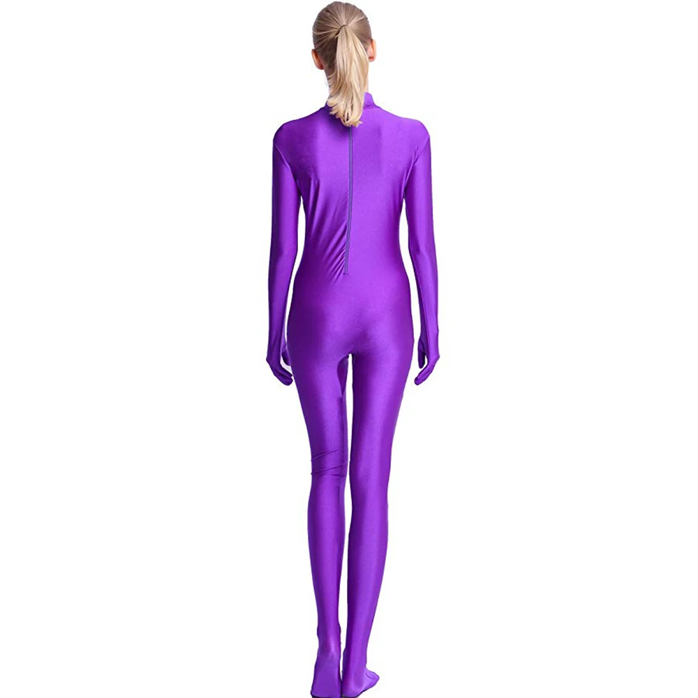 SPEERISE Adult Black Full Body Unisex Zentai Cosplay Spandex Skinny Jumpsuits for Women Footed Unitard Men Hollween Costumes