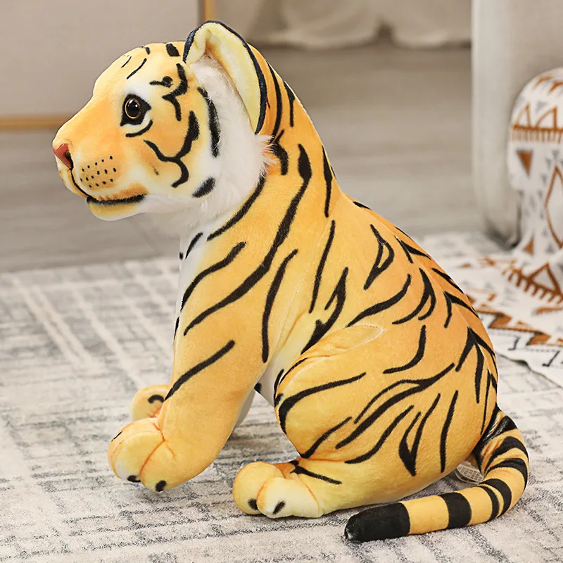 Big Size Lifelike Sit Tiger Plush Toy Soft Wild Animal Simulated Tiger Jaguar Doll Children Kids Birthday Gift Photography Props