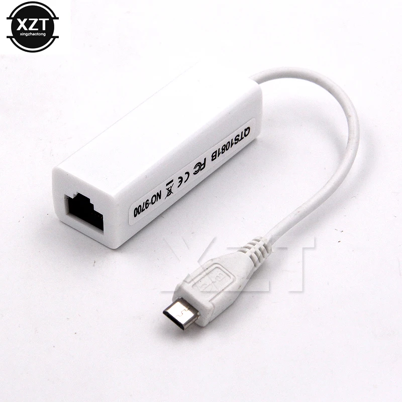 Adaptador de placa de rede Lan para tablet, micro usb 2.0 macho para rj-45 fêmea, 5 pinos, 10/100