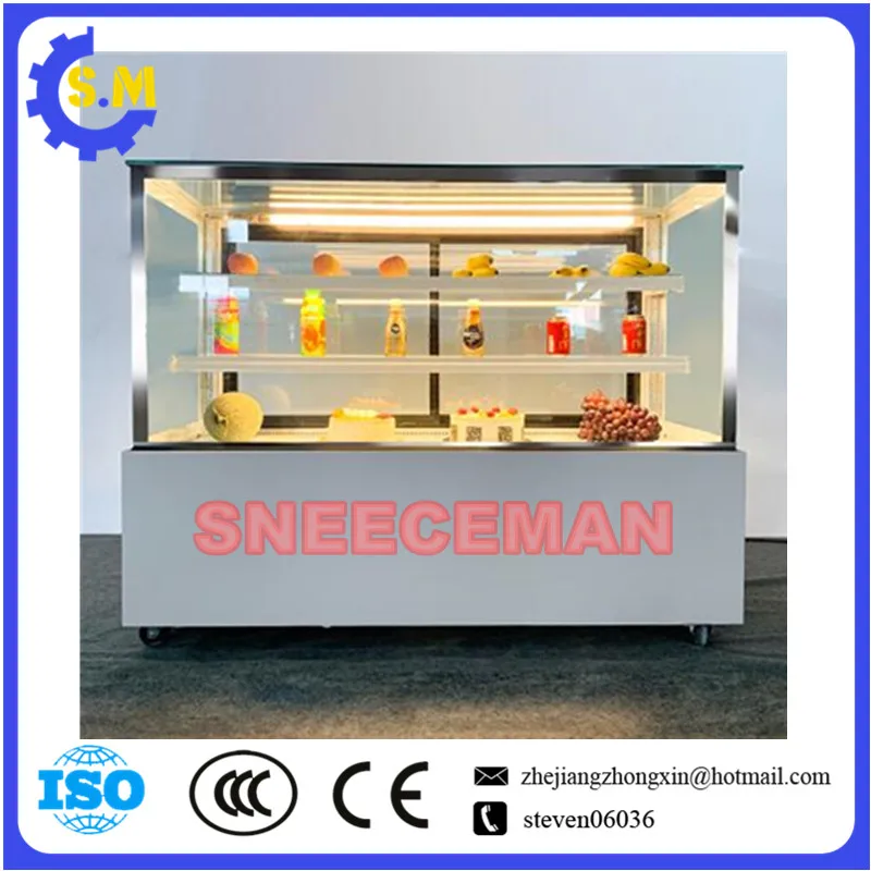 Square cake refrigerated display case Glass commercial air cooling fresh keeping cabinet Freezer fruit refrigerator