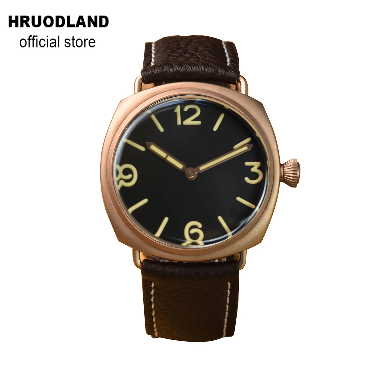 Hruodland Solid Bronze Quartz Men Watches 20ATM Waterproof Ronda 502 Mov\'t 2 Hands Simple Design Sapphire Crystal Wristwatch Men