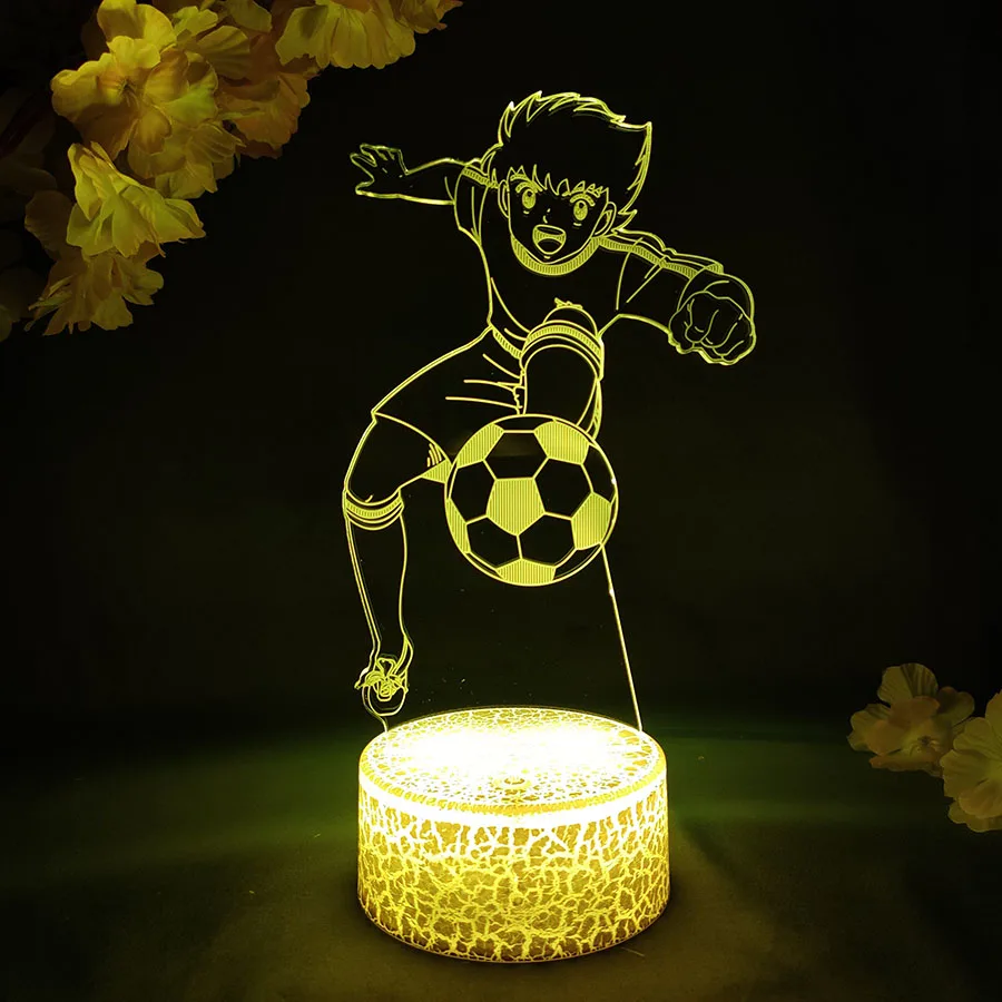 3D Manga LED Lamp Anime Captain Tsubasa Colorful Nightlight Home Kids Bedroom Decor Lights Football Fans Birthday Gift