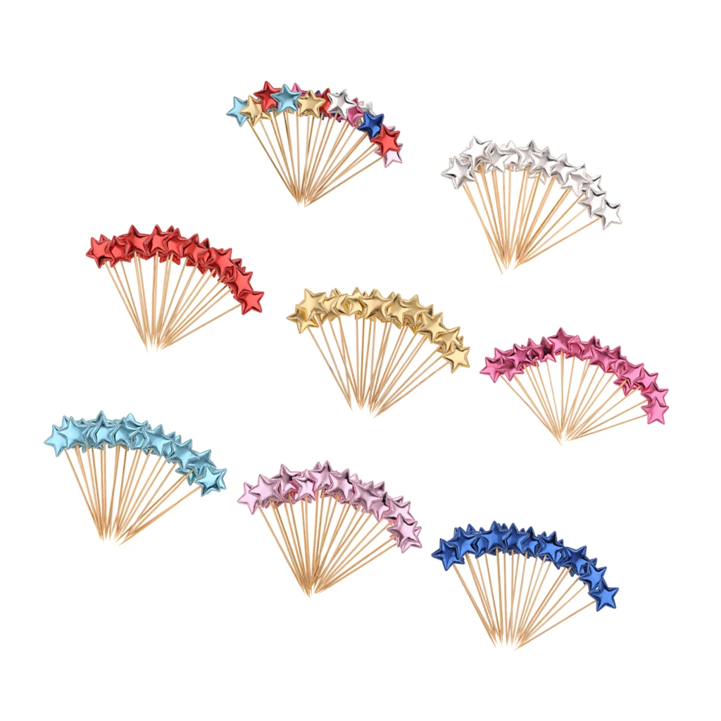 20 Pcs Toothpicks PU Leather Star Cupcake Toppers Birthday Decoration