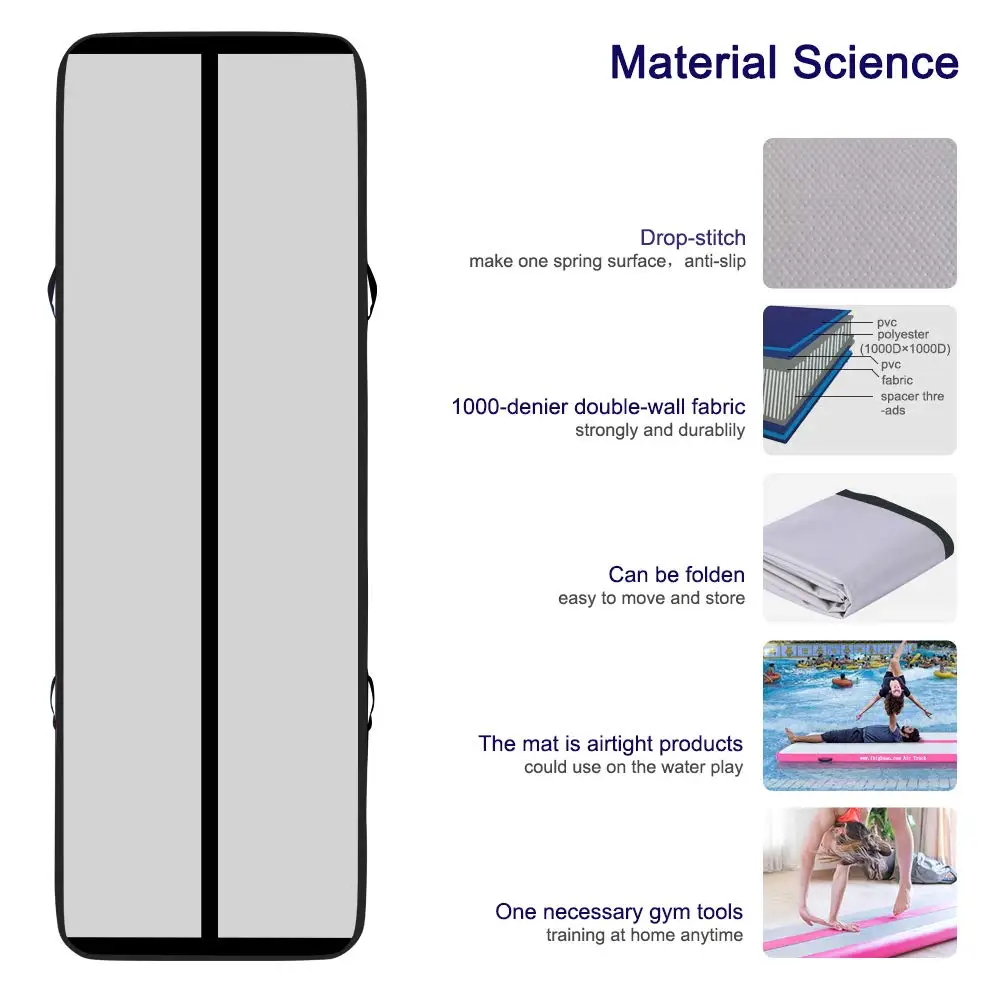 Polymères de culbutage pour piste d'air gonflable AqProfessional, pompe à air électrique, 8x2x0.2m, livraison gratuite