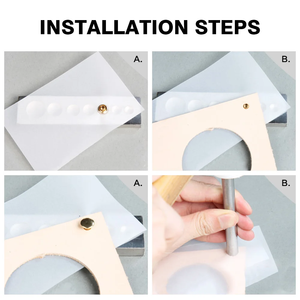 WUTA Double Cap Rivet Install Setter Tool Kit Leather & Steel Anvil Die Rivet Installation Mold Tool-9 Sizes Available