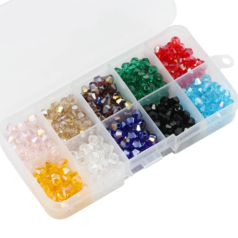 Bicone Austrian Crystal 3/4/6mm 500pcs Glass Spacer Loose Beads for Jewelry Making Bracelet Clothes Accessories DIY Kit Set Box