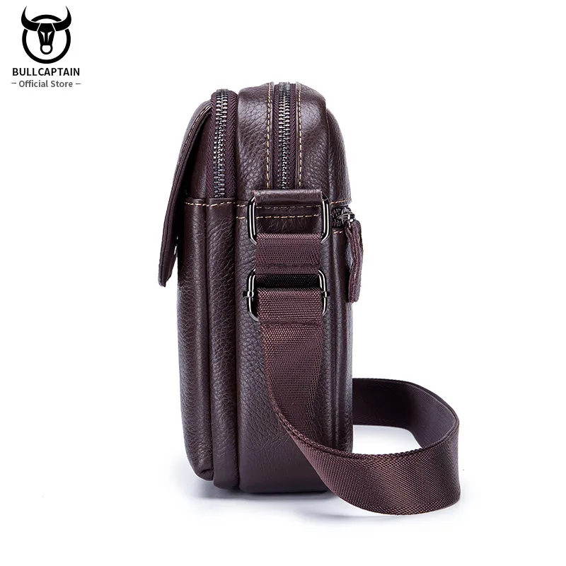 BULLCAPTAIN Sacos Crossbody dos homens Casuais 100% Bolsa de Ombro dos homens de Couro Genuíno Moda Negócios dos homens Sacos Do Mensageiro