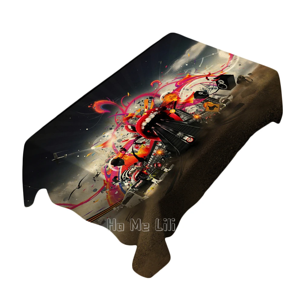 

Black Minimalism Abstract Music Dark And Soft Aesthetics Rectangular Waterproof Tablecloth Super Easy To Care