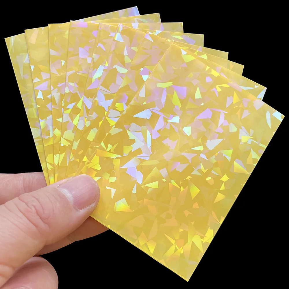 100PCS Broken Gemstone Glass Laser Flash Card Film MATTE Holographic Idol Photo Cards Sleeves YGOMTG Super Cute Card Protector