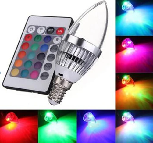 

Светодиодная RGB свесветильник E14 3 Вт, 10 шт., меняющая цвет люстра, подсвечник, лампа 85-265 в с пультом дистанционного управления 24 клавиши