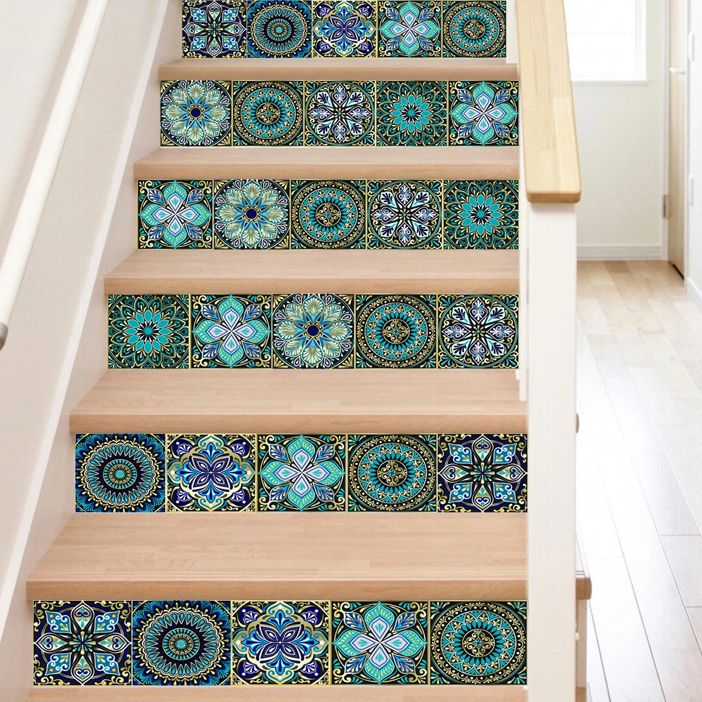 10/15/20cm Mandala Style Matte Surface Tile Sticker Peel & Stick Decoration Film For Tiles /Ground in Kitchen Wardrobe Wallpaper
