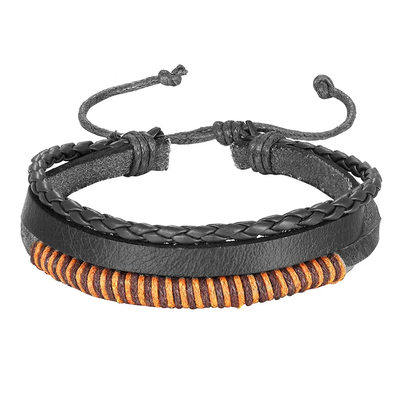 2023 New Fashion Multi-layer Charm Leather Bracelets Popular Handmade Bangle DIY Handmade men Bracelets Bangles Gift Pulseira image 2