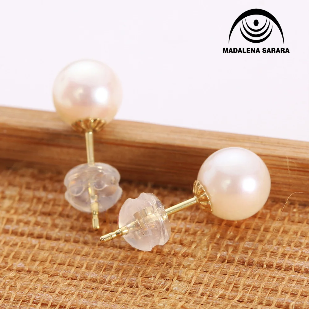 MADALENA SARARA 8-12mm Freshwater Pearl White Pearl Earrings S925 Earrings Stud Earrings Luxury Elegant Jewelry