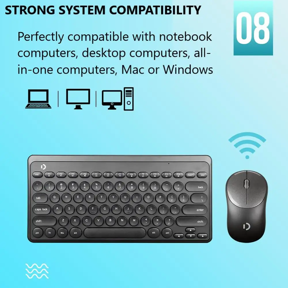 Mini Wireless Keyboard and Mouse, Portable Silent Chocolate Keys, Ultra-thin Slim Keyboard and Mouse,Suitable for Office Laptops