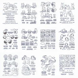 4*6 inch Cute Little Animals Stamp Set Spelling Bee Crafty Characters Chameleon Clear Stamp for DIY Scrapbooking Cards Crafts