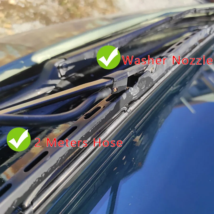 7pcs Adjusted 4 Way Car Universal Windscreen Washer Wiper Blade Water Spray Jets Nozzles With Pump Hose Pipe Mounted Onto Arm