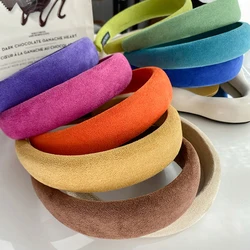 2022 Female Bezel Padded Headband for Women Candy Color Thick Hair Hoop Velvet Hairband Sponge Hair Band Girls Hair Accessories