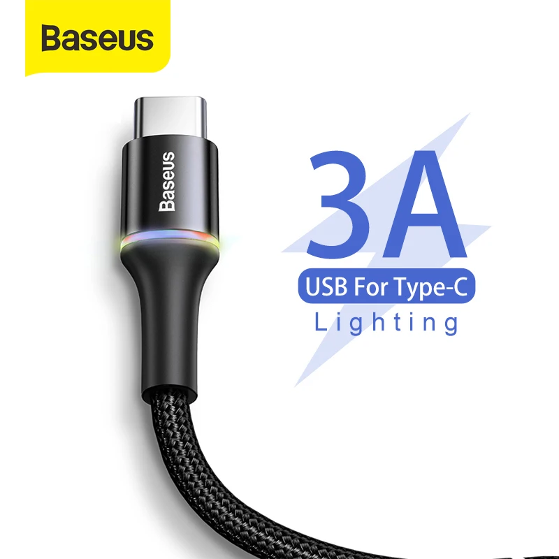 Baseus usb type c cable pour Samsung Xiaomi Redmi Note 7 Oneplus 7 Pro type c chargeur telephone portable câble USB-C de charge rapide 2m protection cable