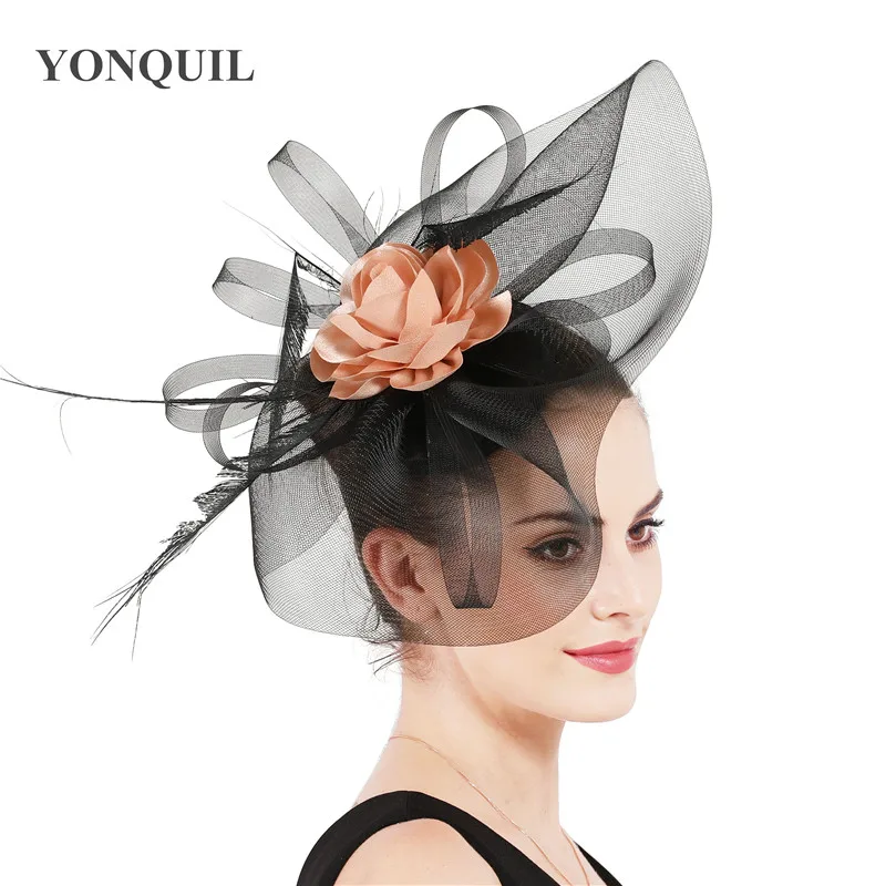 

Flowers Bridal Hats Fascinators Handmade With Tulle Linen Hats Elegant Women's Formal Evening Party Hair Wedding Accessoreis