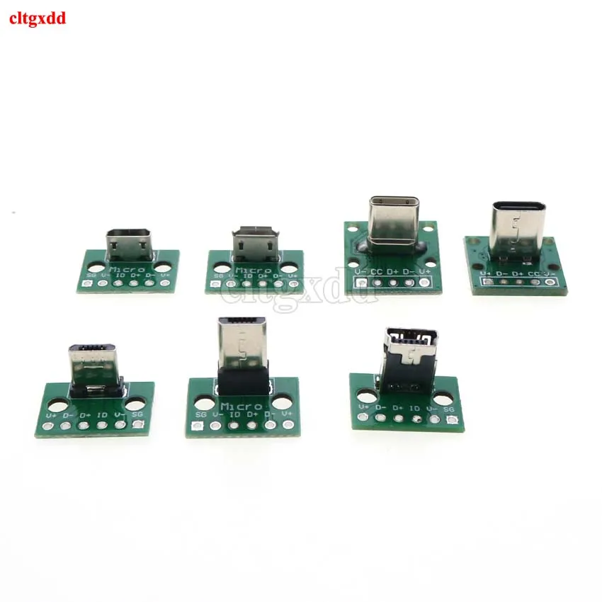 1pcs Micro Mini USB Type C USB 2.0 3.0 Male Female PCB Connector 90 Degree Data Charging Cable Jack Test Board with Pin Header