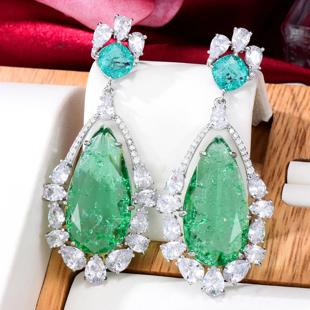 

Trendy Summer beach shimmering Big agate Dangle Earring High Quality CZ for Women Girl Daily Fashion Romantic Earring Jewelry