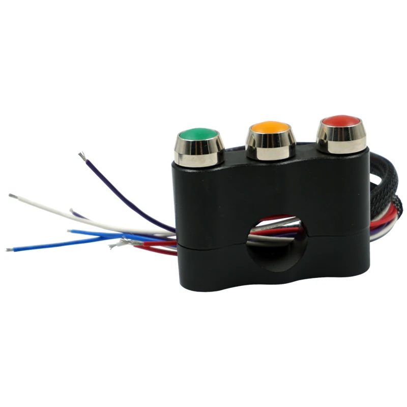 CNC 7/8 ''22 مللي متر دراجة نارية مفاتيح المقود جبل التبديل للمصباح الأمامي الضباب ضوء خطر ضوء قتل تشغيل/إيقاف زر مع مصباح ليد