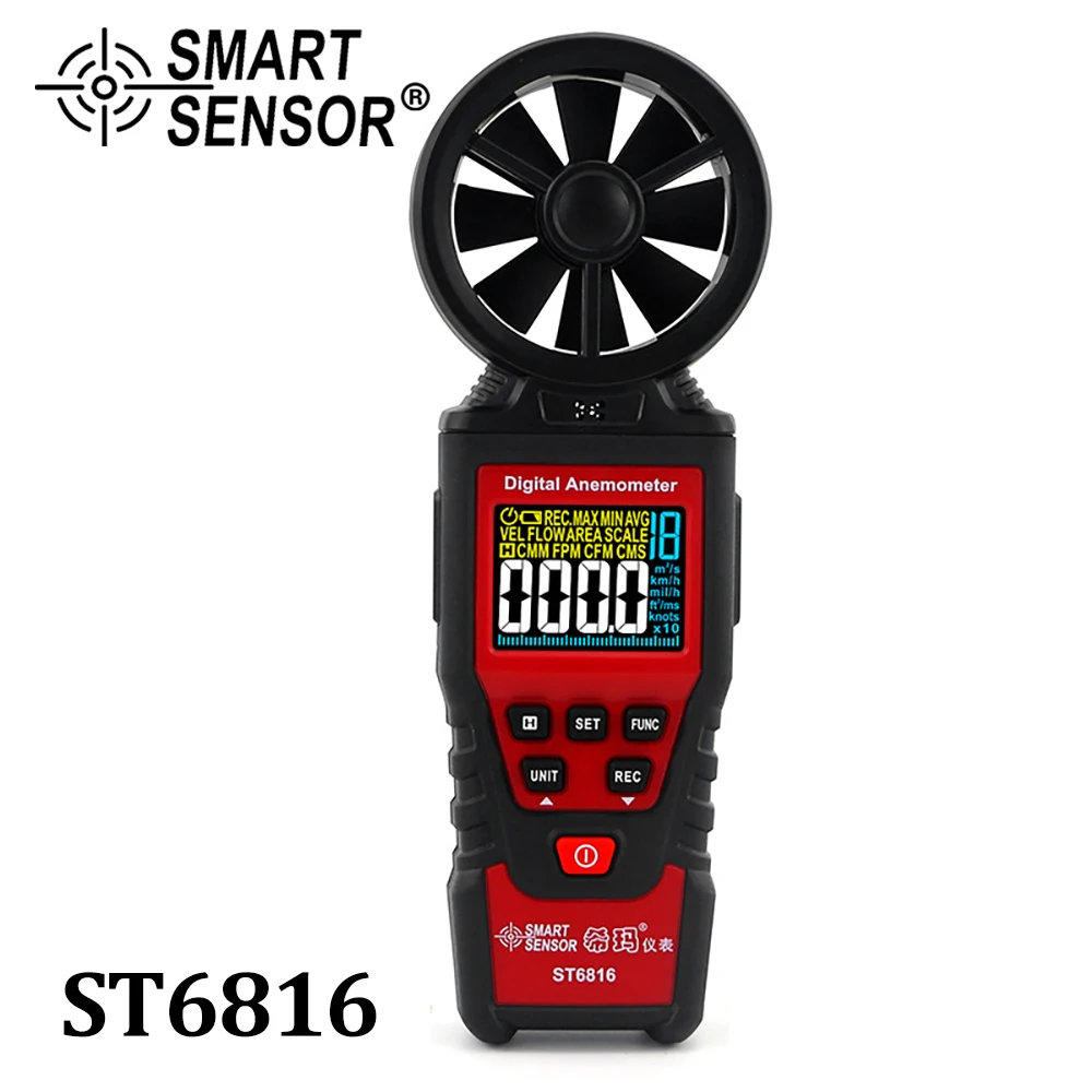 

Digital Anemometer Anemometro Thermometer Color LCD Air Velocity Wind Speed Measue Gauge Air Flow Volume Meter Windmeter