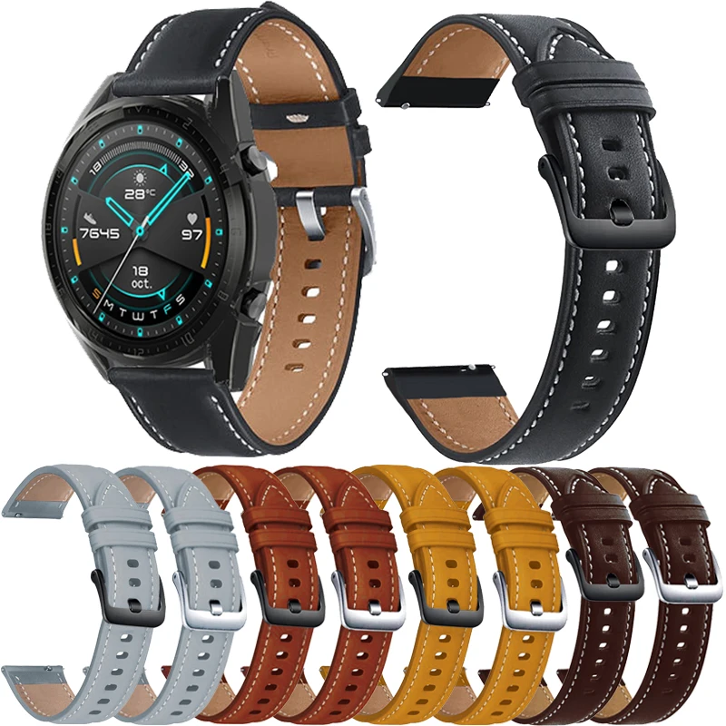 Huawei Watch GT 전용 가죽 시계 밴드 스트랩, Active GT 2e Honor Magic Watch 2 팔찌 스트랩, 22mm, 42mm, 46mm