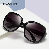 FUQIAN Brand Design Elegant Polarized Oversized Round Sunglasses Women Simple Fashion Big Plastic Ladies Sun Glasses UV400