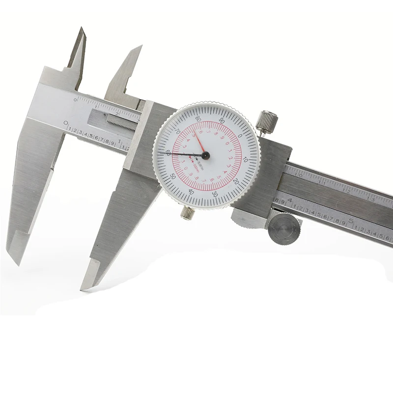 Stainless Steel Vernier Caliper Padrão Dual Hand Reading Scale Precisão Indústria Dial Caliper Métrica 12 8