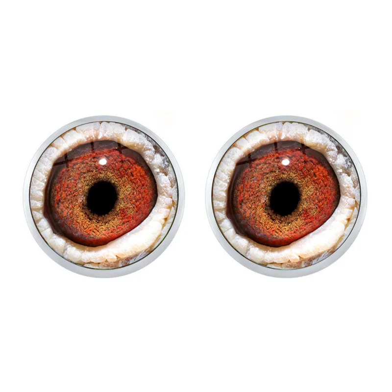 1Pair Dragon Eyes Glass Cabochon Stud Earrings Animal Eyes Dragon Snake Owl Cat Tiger Eyes Earrings Jewelry For Women Girls Gift