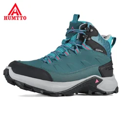 HUMTTO-Botas de trekking de couro femininas, calçados esportivos impermeáveis, tênis ao ar livre respiráveis, tênis táticos de montanha, escalada e caça