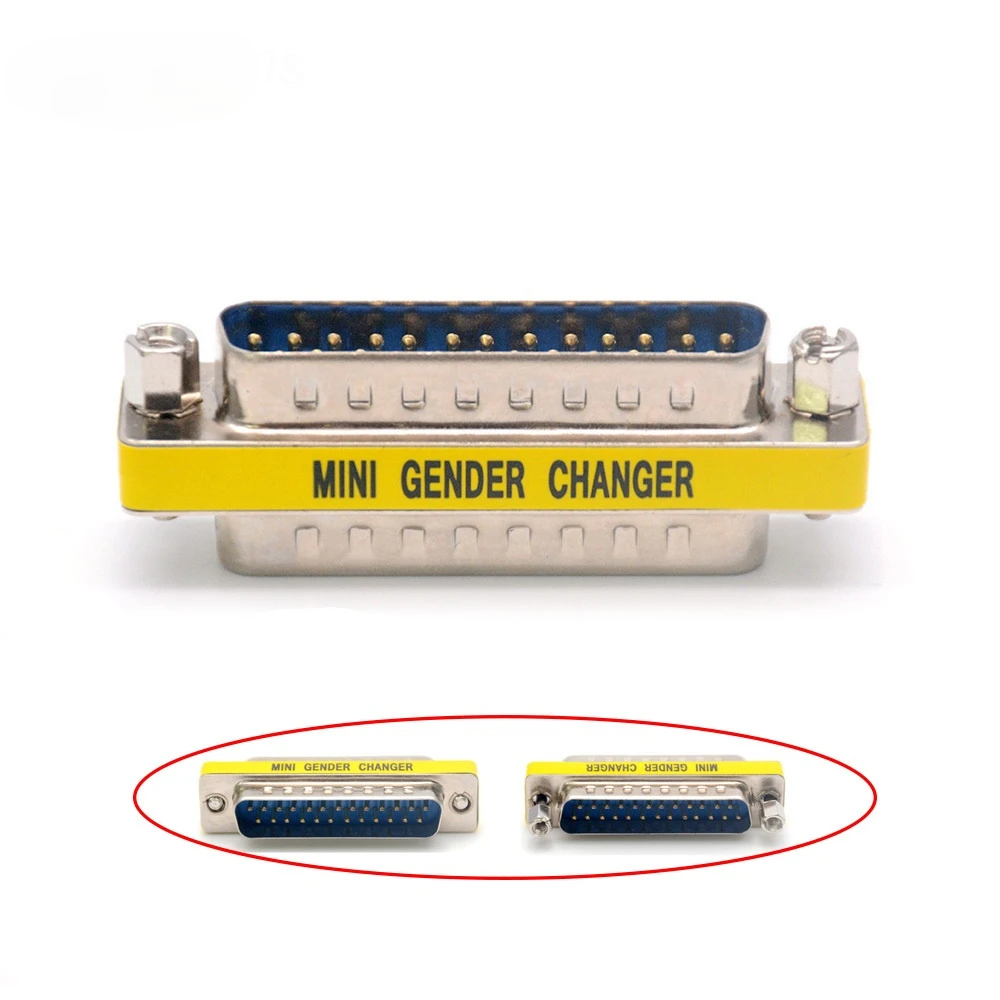 D-Sub 25pin Connectors Mini Gender Changer Adapter DB25 Male/Female to Male/Female connector adapter Printer Parallel LPT Port