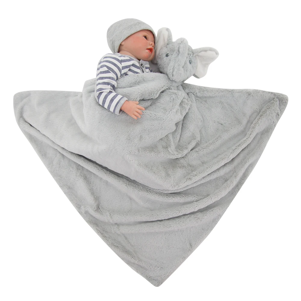 Baby Plush Blankets Stroller Comforter Winter Newborn Bed Sheet Grey Elephants Kid Boy Girl Swaddle Wrap Cobertor Infantil Quilt