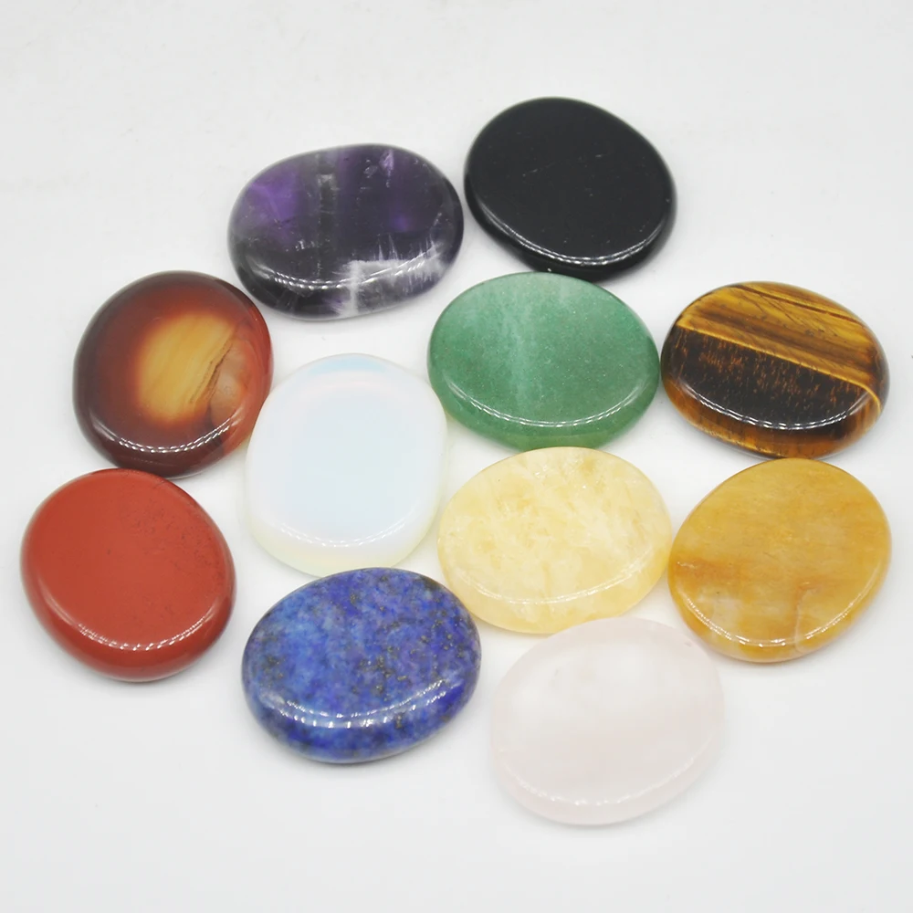 Natural Amethyst Tiger Eye Worry Stone Thumb Massage Scraping Plate Pocket Palm Gemstone Mineral Healing Crystals Gua Sha Tools