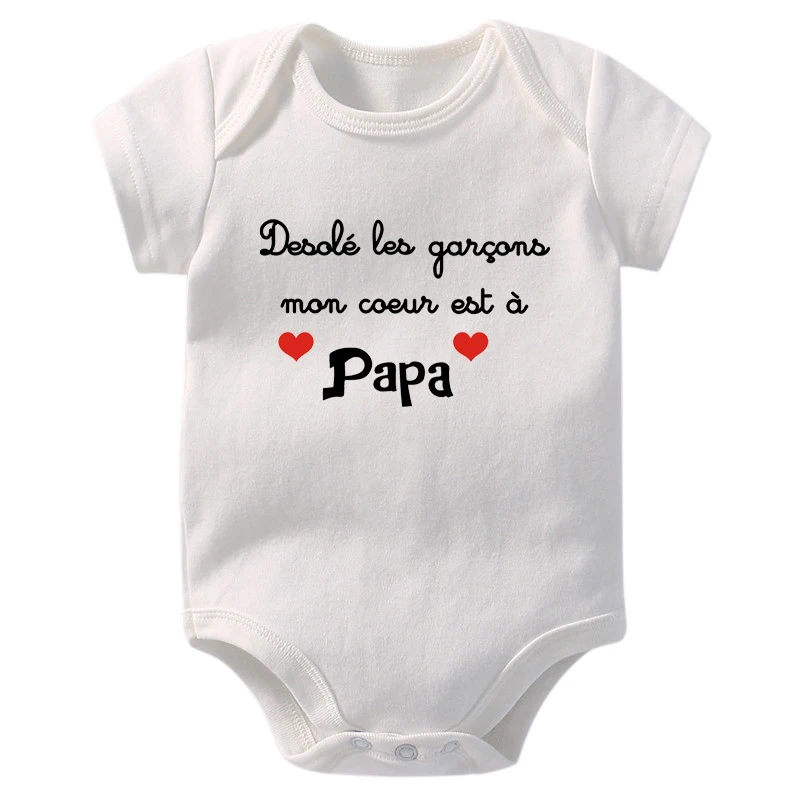 Sorry Girls Boys My Heart Is Mom or Dad Funny Newborn Baby Bodysuits Cotton Short Sleeve Infant Jumpsuits Rompers Outfits